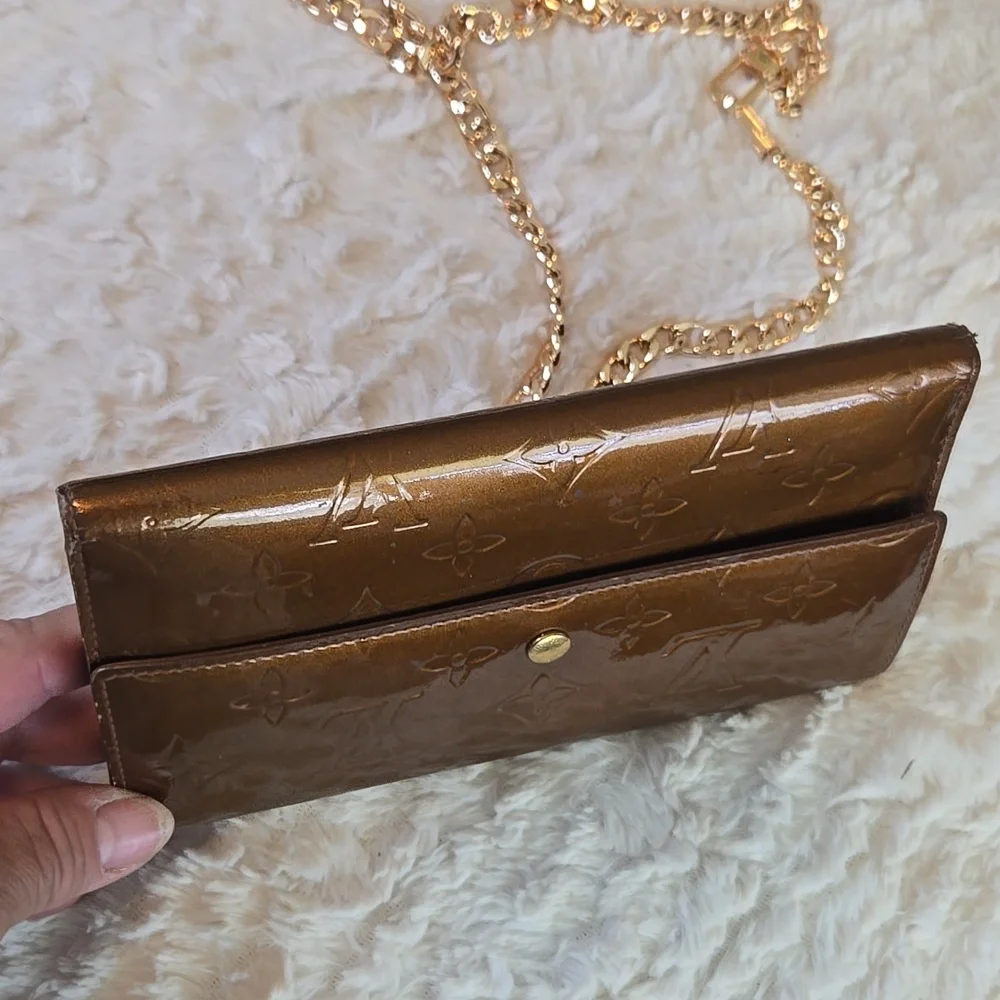 Louis Vuitton Bronze Metallic Monogram Chain Crossbody Wallet - Picture 8 of 8